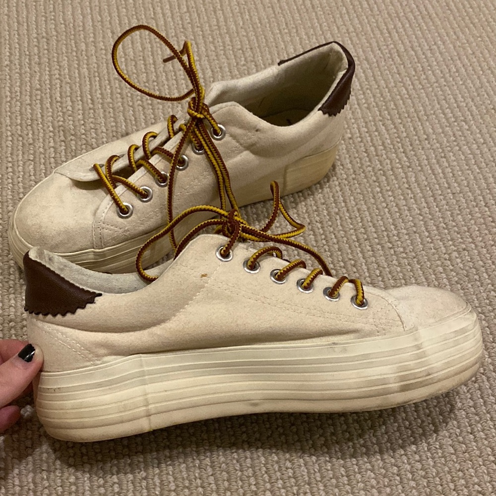 BDG Platform Off-White Canvas Sneakers